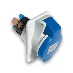   Schneider Electric, PKY32F423, ipari csatlakozó beépíthető dugalj ferde 3P (2P+F) 32A 6h, 230V 50/60 Hz, IP44, Dafb-322, kék, rugós csatlakozás, PratiKa (Schneider PKY32F423)