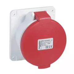   Schneider Electric, PKY32G435, ipari csatlakozó beépíthető dugalj egyenes 5P (3P+N+F) 32A 6h, 400V 50/60 Hz, IP44, Dafb-324, piros, rugós csatlakozás, PratiKa (Schneider PKY32G435)