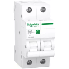   Schneider Electric, Resi9, R9F14220, Kismegszakító 2P,20A, C karakterisztika, 4,5 kA Resi9 (Schneider R9F14220) - KÉSZLET EREJÉIG !!