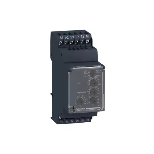 Schneider RM35JA31MW Zelio Control áramfigyelő relé, 2CO, 5A, 24…240VAC/DC, mérési tart.:2…500mA
