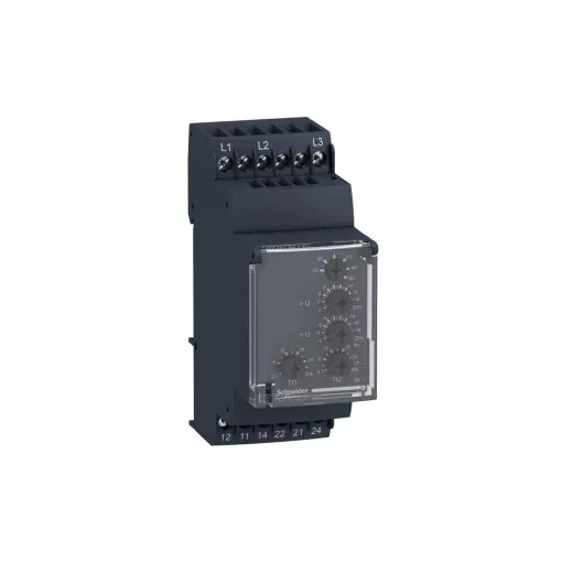 Schneider RM35UB330 Zelio Control háromfázisú feszültségfigyelő relé, 3f, 1+1CO, 5A, 220…480VAC