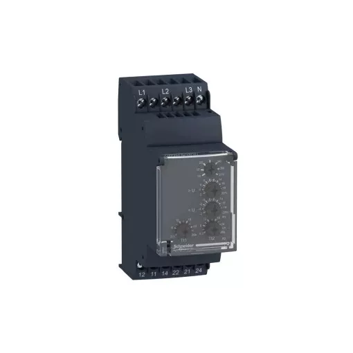 Schneider RM35UB3N30 Zelio Control háromfázisú feszültségfigyelő relé, 3f, 1+1CO, 5A, 120…277VAC