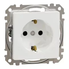   Schneider Electric SDD111022 földelt csatlakozóaljzat (dugalj), biztonsági zsaluval (gyermekvédelemmel), 2P+F, fehér burkolattal, rugós bekötés, keret nélkül, süllyesztett, 16A 250V IP20 (Sedna Design / Elements)