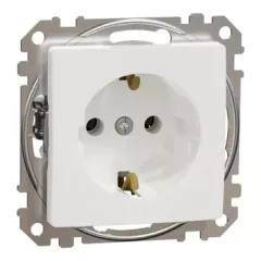   Schneider Electric SDD111025 földelt csatlakozóaljzat (dugalj), 2P+F, fehér burkolattal, csavaros bekötés, keret nélkül, süllyesztett, 16A 250V IP20 (Sedna Design / Elements)