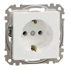   Schneider Electric SDD111026 földelt csatlakozóaljzat (dugalj), 2P+F, fehér burkolattal, rugós bekötés, keret nélkül, süllyesztett, 16A 250V IP20 (Sedna Design / Elements)