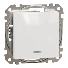   Schneider Electric SDD111101L egypólusú kapcsoló (101), fehér burkolattal, kék jelzőfénnyel, rugós bekötés, kerét nélkül, süllyesztett, 10A 250V IP20 (Sedna Design / Elements)