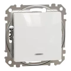   Schneider Electric SDD111101N egypólusú kapcsoló (101), fehér burkolattal, piros ellenőrzőfénnyel, rugós bekötés, kerét nélkül, süllyesztett, 10A 250V IP20 (Sedna Design / Elements)