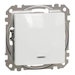   Schneider Electric SDD111102N kétpólusú kapcsoló (102), fehér burkolattal, piros ellenőrzőfénnyel, rugós bekötés, kerét nélkül, süllyesztett, 10A 250V IP20 (Sedna Design / Elements)