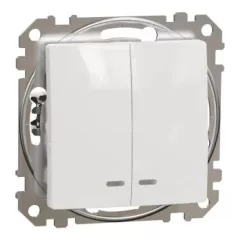   Schneider Electric SDD111105L csillárkapcsoló (105), fehér burkolattal, kék jelzőfénnyel, rugós bekötés, kerét nélkül, süllyesztett, 10A 250V IP20 (Sedna Design / Elements)