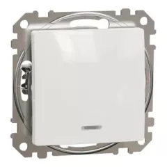   Schneider Electric SDD111106L váltókapcsoló (106), fehér burkolattal, kék jelzőfénnyel, rugós bekötés, kerét nélkül, süllyesztett, 10A 250V IP20 (Sedna Design / Elements)
