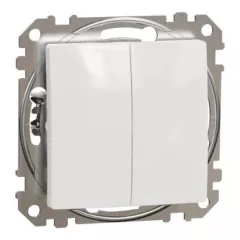   Schneider Electric SDD111108 kettős váltóérintkezős kapcsoló (106+6), fehér burkolattal, rugós bekötés, kerét nélkül, süllyesztett, 10A 250V IP20 (Sedna Design / Elements)