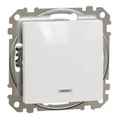   Schneider Electric SDD111116L váltóérintkezős nyomó (N106), fehér burkolattal, kék jelzőfénnyel, rugós bekötés, kerét nélkül, süllyesztett, 10A 250V IP20 (Sedna Design / Elements)