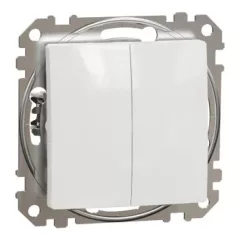   Schneider Electric SDD111118 kettős nyomó, fehér burkolattal, rugós bekötés, kerét nélkül, süllyesztett, 10A 250V IP20 (Sedna Design / Elements)