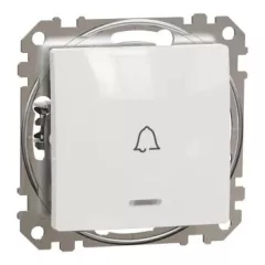   Schneider Electric SDD111131L egypólusú nyomó (N101), fehér burkolattal, kék jelzőfénnyel, csengőjellel, rugós bekötés, kerét nélkül, süllyesztett, 10A 250V IP20 (Sedna Design / Elements)
