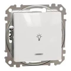   Schneider Electric SDD111132L egypólusú nyomó (N101), fehér burkolattal, kék jelzőfénnyel, lámpajellel, rugós bekötés, kerét nélkül, süllyesztett, 10A 250V IP20 (Sedna Design / Elements)