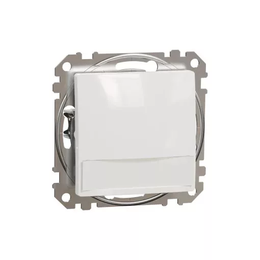 Schneider Electric SDD111143L egypólusú nyomó (N101), fehér burkolattal, címketartóval, rugós bekötés, kerét nélkül, süllyesztett, 10A 250V IP20 (Sedna Design / Elements)