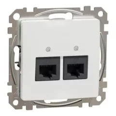   Schneider Electric SDD111452 Informatikai csatlakozóaljzat 2xRJ45, Cat5e UTP, fehér burkolattal, keret nélkül, csavaros bekötés (Sedna Design / Elements)