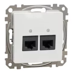   Schneider Electric SDD111462 Informatikai csatlakozóaljzat 2xRJ45, Cat6 UTP, fehér burkolattal, keret nélkül, csavaros bekötés (Sedna Design / Elements)