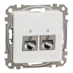   Schneider Electric SDD111462S Informatikai csatlakozóaljzat 2xRJ45, Cat6 STP, fehér burkolattal, keret nélkül, csavaros bekötés (Sedna Design / Elements)