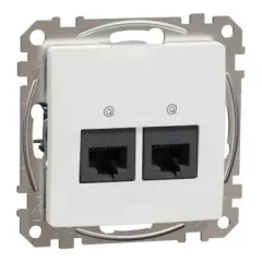   Schneider Electric SDD111467 Informatikai csatlakozóaljzat 2xRJ45, Cat6A UTP, fehér burkolattal, keret nélkül, csavaros bekötés (Sedna Design / Elements)
