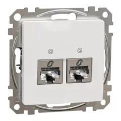   Schneider Electric SDD111467S Informatikai csatlakozóaljzat 2xRJ45, Cat6A STP, fehér burkolattal, keret nélkül, csavaros bekötés (Sedna Design / Elements)
