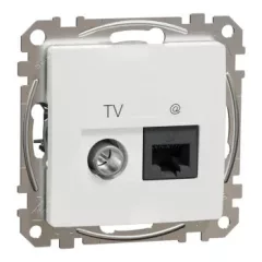   Schneider Electric SDD111469T kombinált csatlakozóaljzat 1xRJ45 + 1xTV (informatikai UTP cat6 + végzáró 4dB) fehér burkolattal, keret nélkül, csavaros bekötés (Sedna Design / Elements)