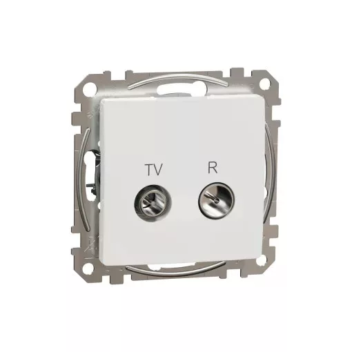 Schneider Electric SDD111474R átmenő TV-Rádió csatlakozóaljzat 7 dB(TV) 10 dB(Rádió) , fehér burkolattal, keret nélkül, csavaros bekötés (Sedna Design / Elements)