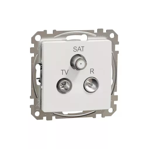 Schneider Electric SDD111481 végzáró TV-Rádió-SAT csatlakozóaljzat 4 dB(TV) 10 dB(Rádió) 1 dB (SAT),fehér burkolattal, keret nélkül, csavaros bekötés (Sedna Design / Elements)