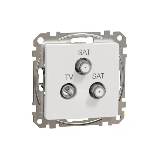 Schneider Electric SDD111481S végzáró TV-SAT-SAT csatlakozóaljzat 4 dB(TV) 1 dB(SAT) , fehér burkolattal, keret nélkül, csavaros bekötés (Sedna Design / Elements)