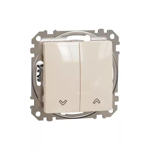 Schneider Electric SDD112114 redőnynyomó, bézs burkolattal, rugós bekötés, kerét nélkül, süllyesztett, 10A 250V IP20 (Sedna Design / Elements)