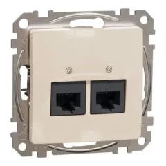   Schneider Electric SDD112452 Informatikai csatlakozóaljzat 2xRJ45, Cat5e UTP, bézs burkolattal, keret nélkül, csavaros bekötés (Sedna Design / Elements)