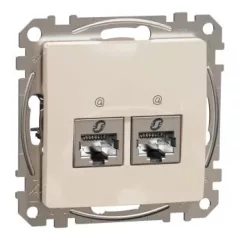   Schneider Electric SDD112462S Informatikai csatlakozóaljzat 2xRJ45, Cat6 STP, bézs burkolattal, keret nélkül, csavaros bekötés (Sedna Design / Elements)