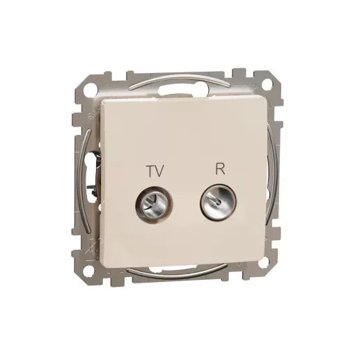 Schneider Electric SDD112471R végzáró TV-Rádió csatlakozóaljzat 4 dB(TV) 10 dB(Rádió) , bézs burkolattal, keret nélkül, csavaros bekötés (Sedna Design / Elements)
