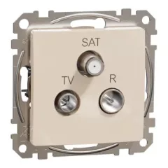   Schneider Electric SDD112481 végzáró TV-Rádió-SAT csatlakozóaljzat 4 dB(TV) 10 dB(Rádió) 1 dB (SAT),bézs burkolattal, keret nélkül, csavaros bekötés (Sedna Design / Elements)