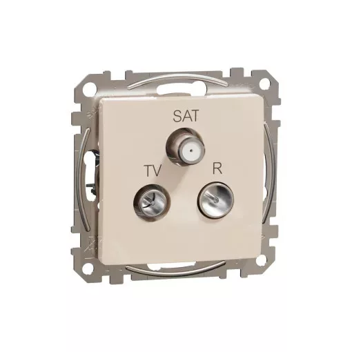 Schneider Electric SDD112481 végzáró TV-Rádió-SAT csatlakozóaljzat 4 dB(TV) 10 dB(Rádió) 1 dB (SAT),bézs burkolattal, keret nélkül, csavaros bekötés (Sedna Design / Elements)