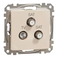  Schneider Electric SDD112481S végzáró TV-SAT-SAT csatlakozóaljzat 4 dB(TV) 1 dB(SAT) , bézs burkolattal, keret nélkül, csavaros bekötés (Sedna Design / Elements)