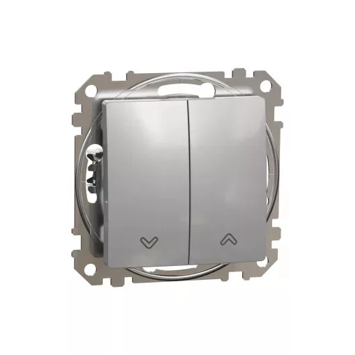 Schneider Electric SDD113104 redőnykapcsoló, alumínium burkolattal, rugós bekötés, kerét nélkül, süllyesztett, 10A 250V IP20 (Sedna Design / Elements)