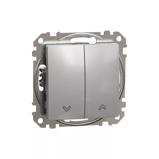 Schneider Electric SDD113114 redőnynyomó, alumínium burkolattal, rugós bekötés, kerét nélkül, süllyesztett, 10A 250V IP20 (Sedna Design / Elements)