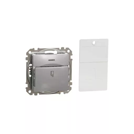 Schneider Electric SDD113121 kártyás kapcsoló, alumínium burkolattal, rugós bekötés, kerét nélkül, süllyesztett, 10A 250V IP20 (Sedna Design / Elements)