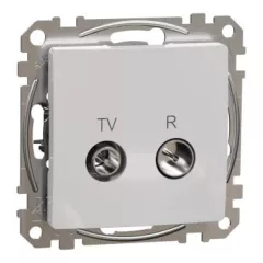   Schneider Electric SDD113474R átmenő TV-Rádió csatlakozóaljzat 7 dB(TV) 10 dB(Rádió) , alumínium burkolattal, keret nélkül, csavaros bekötés (Sedna Design / Elements)