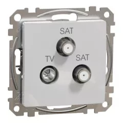   Schneider Electric SDD113481S végzáró TV-SAT-SAT csatlakozóaljzat 4 dB(TV) 1 dB(SAT) , alumínium burkolattal, keret nélkül, csavaros bekötés (Sedna Design / Elements)
