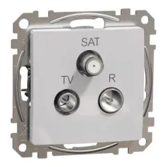   Schneider Electric SDD113484 átmenő TV-Rádió-SAT csatlakozóaljzat 7 dB(TV) 10 dB(Rádió) 3 dB (SAT), alumínium burkolattal, keret nélkül, csavaros bekötés (Sedna Design / Elements)