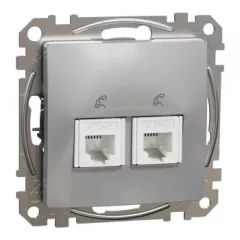   Schneider Electric SDD113492 telefoncsatlakozó 2xRJ11, alumínium burkolattal, keret nélkül, csavaros bekötés (Sedna Design / Elements)