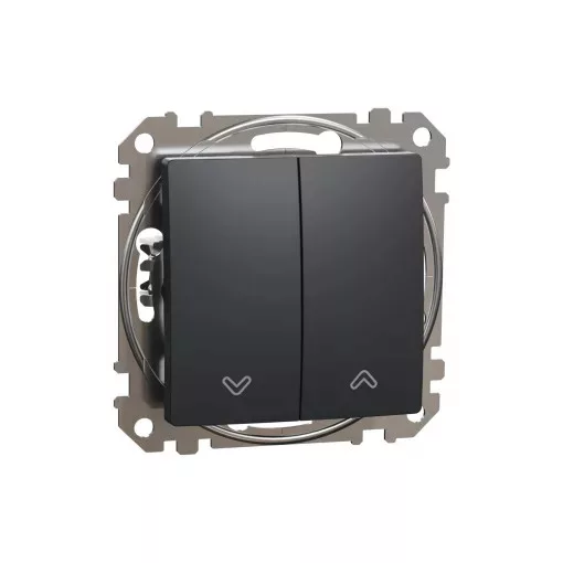 Schneider Electric SDD114104 redőnykapcsoló, antracit burkolattal, rugós bekötés, kerét nélkül, süllyesztett, 10A 250V IP20 (Sedna Design / Elements)