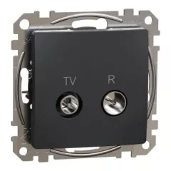   Schneider Electric SDD114474R átmenő TV-Rádió csatlakozóaljzat 7 dB(TV) 10 dB(Rádió) , antracit burkolattal, keret nélkül, csavaros bekötés (Sedna Design / Elements)