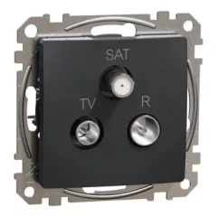   Schneider Electric SDD114484 átmenő TV-Rádió-SAT csatlakozóaljzat 7 dB(TV) 10 dB(Rádió) 3 dB (SAT), antracit burkolattal, keret nélkül, csavaros bekötés (Sedna Design / Elements)