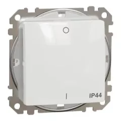   Schneider Electric SDD211102 vízmentes kétpólusú kapcsoló (102), fehér burkolattal, rugós bekötés, kerét nélkül, süllyesztett, 10A 250V IP44 (Sedna Design / Elements)