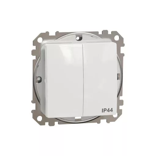 Schneider Electric SDD211105 vízmentes csillárkapcsoló (105), fehér burkolattal, rugós bekötés, kerét nélkül, süllyesztett, 10A 250V IP44 (Sedna Design / Elements)