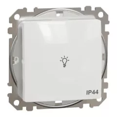   Schneider Electric SDD211132 vízmentes egypólusú nyomó (N101), fehér burkolattal, lámpajellel, rugós bekötés, kerét nélkül, süllyesztett, 10A 250V IP44 (Sedna Design / Elements)
