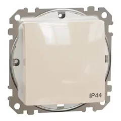   Schneider Electric SDD212101 vízmentes egypólusú kapcsoló (101), bézs burkolattal, rugós bekötés, kerét nélkül, süllyesztett, 10A 250V IP44 (Sedna Design / Elements)